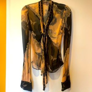 Hale Bob Silk Paisley Top w/ Grommet ties
